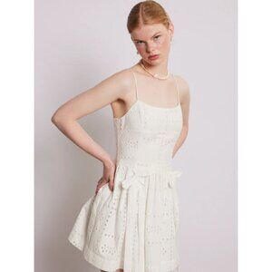 Damson Madder Penelope Broderie Mini Dress Eyelet Bow Detail White Size 12